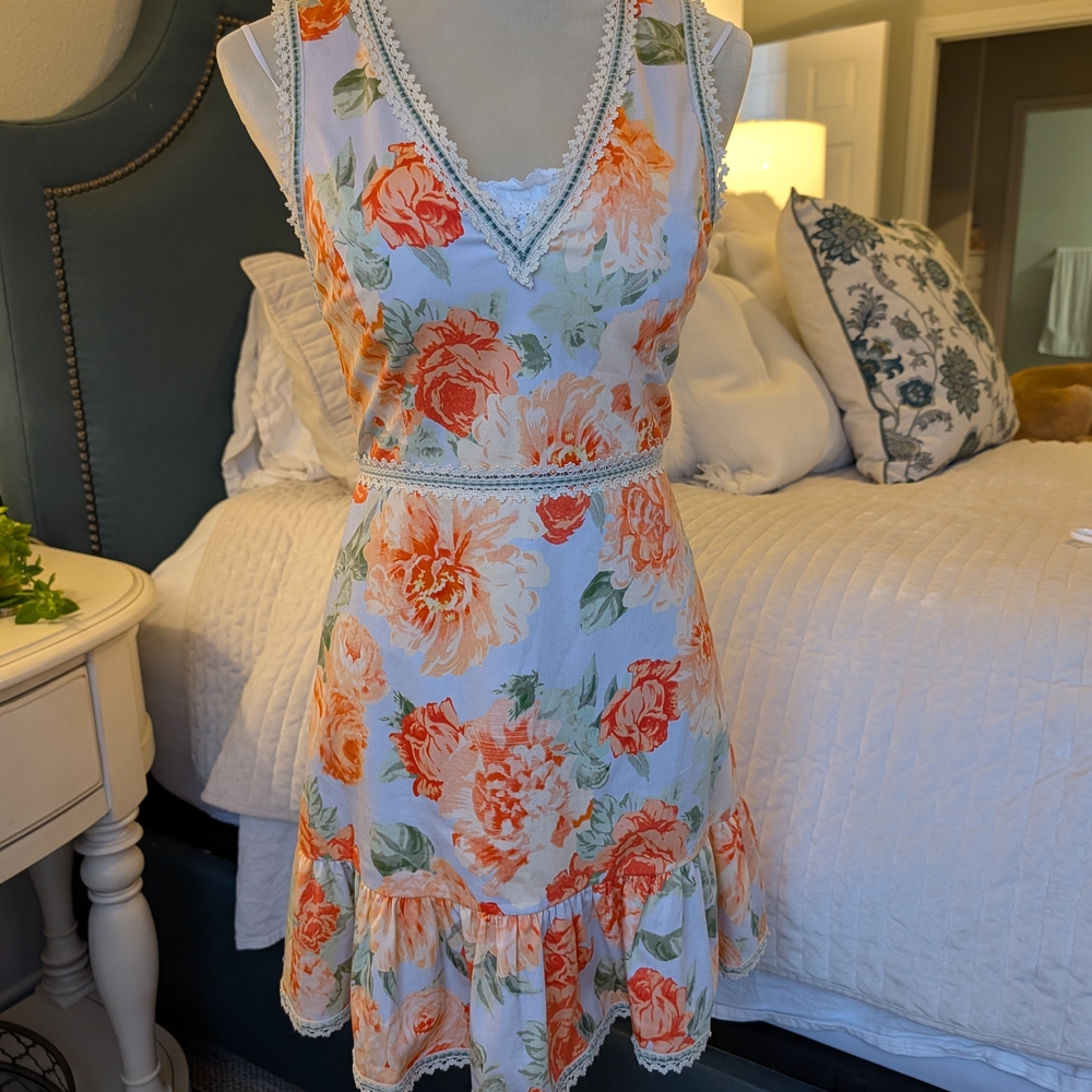 Alice + Olivia Floral V-Neck Mini Dress